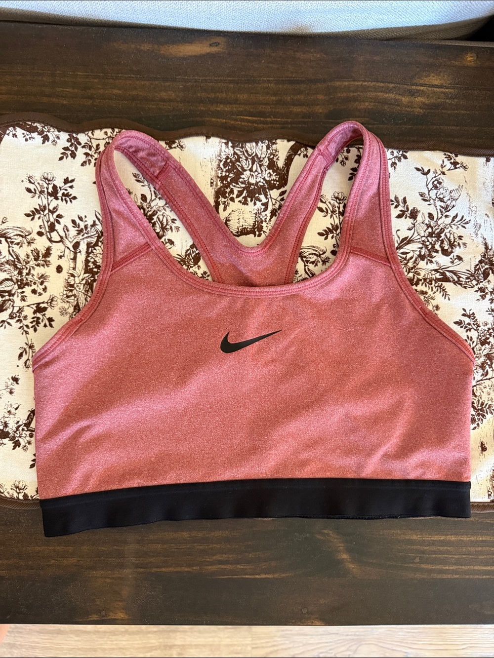 Nike Women's Rose Pink Racerback Sports Bra with Black Band